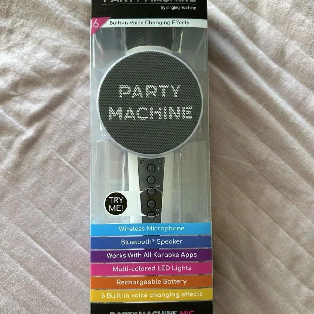 Party Machine by Singing Machine Karaoke Portable Bluetooth Speaker Microphone